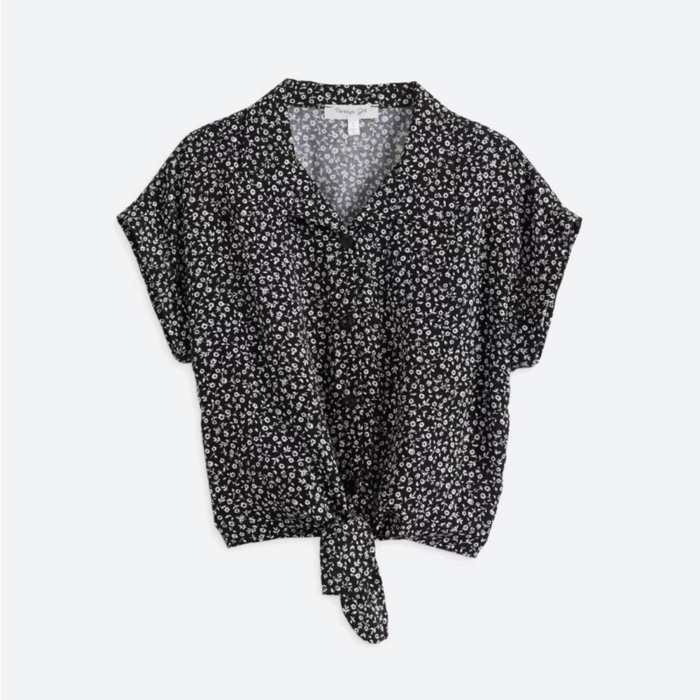 Persaya Girl Tie Front Floral Camp Shirt 🫶